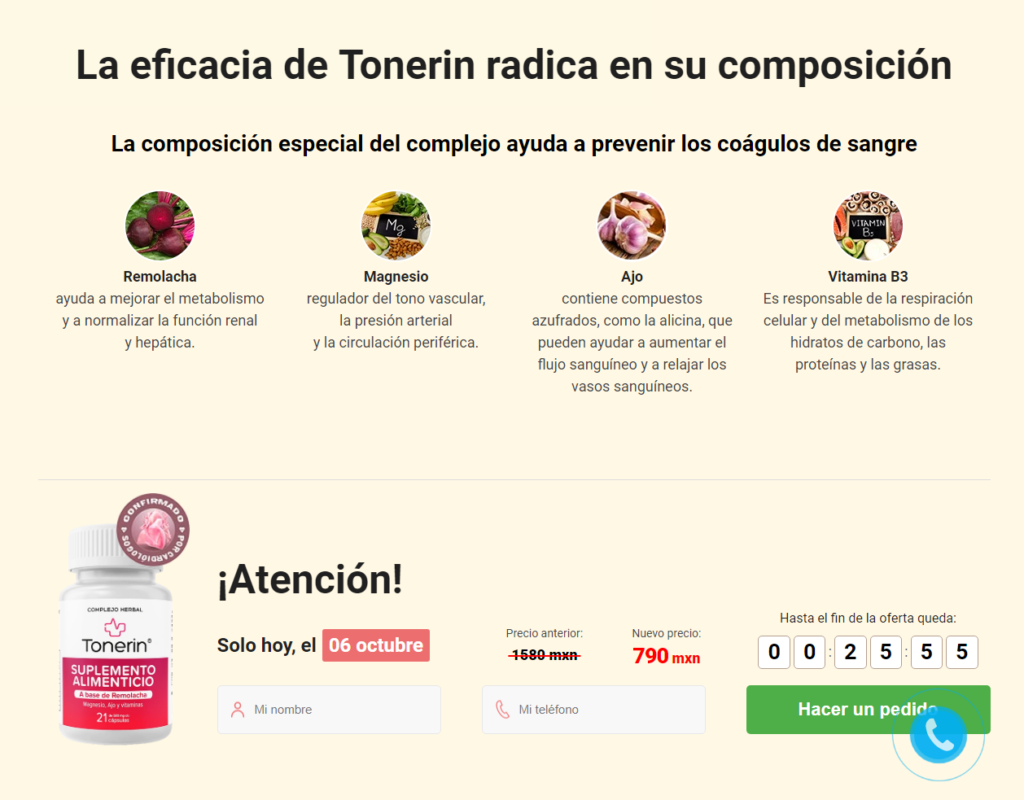 Tonerin Ingredientes