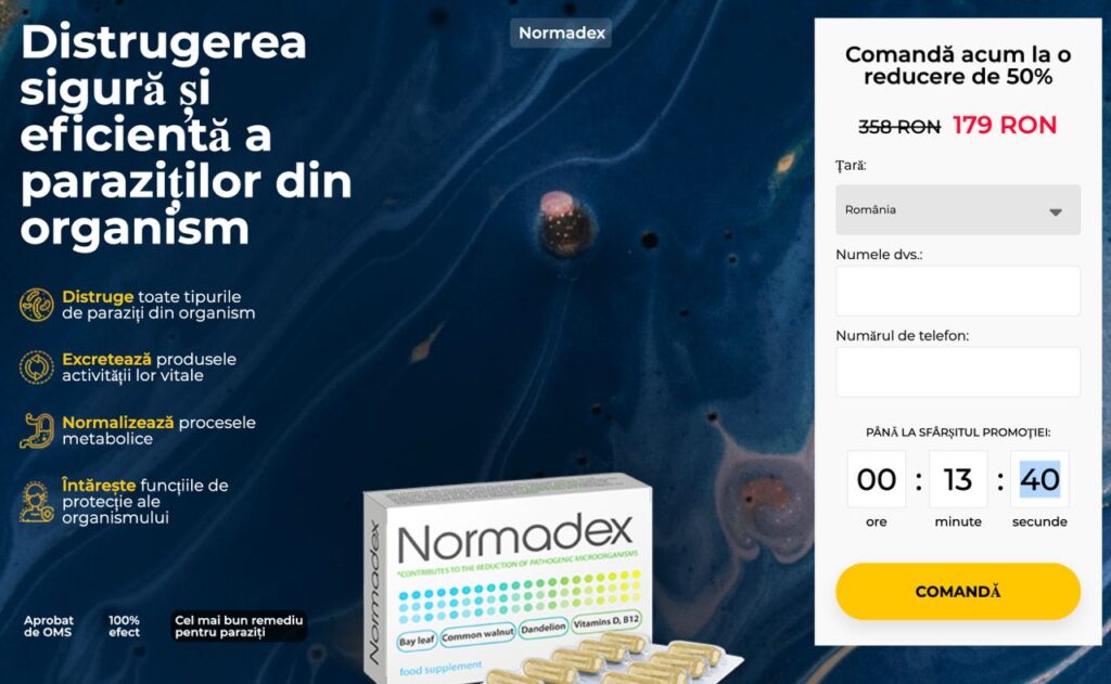 Normadex: Capsulă, Recenzii, Preț, lucrări, Ingrediente, Cumpără